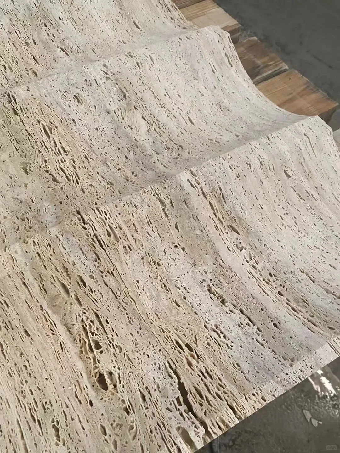 product customized wall decoration panels unique wave shape concave design featuring natural stone travertine marble-7