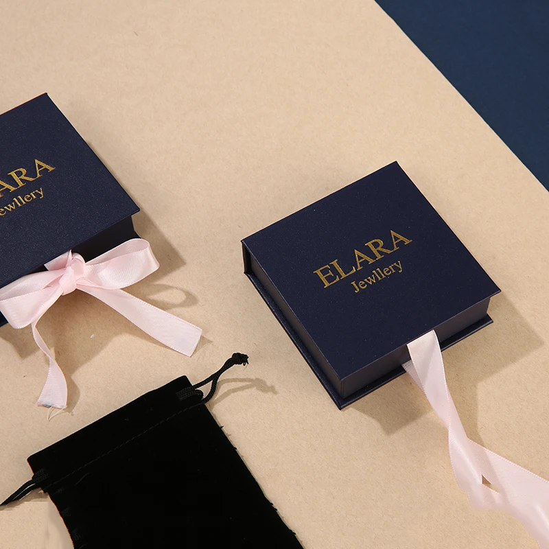 Custom Logo Cardboard Jewelry Gift Box Necklace Ribbon Box Package