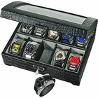 Watch Men High Quality Luxury Crocodile Leather 10 Slots Watch Case For Men Watch Storage Boxes
