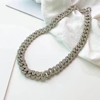 Hop Jewelry G437 Women Hip Hop Chunky Chains Jewelry Cuban Zircon Chain Link Necklace