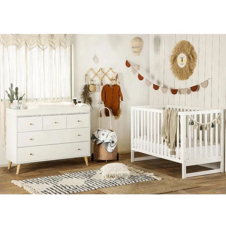 22NVCB099 White Modern Hot Sell Kids Baby Bed Room Furniture Customize Color New Born Baby Sleeping Playpen Cribs