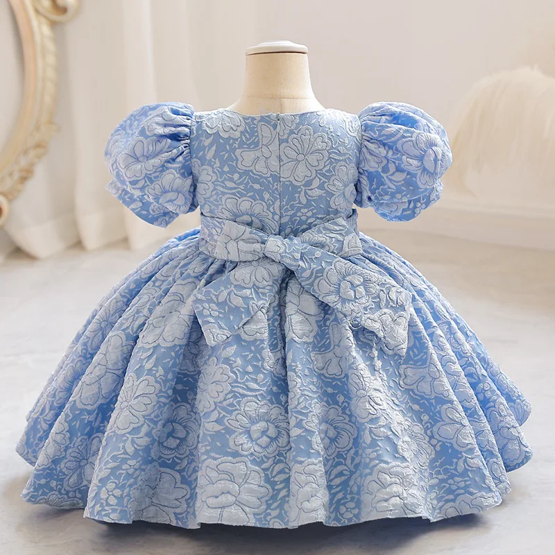 Flower Baby Dresses for Girls 2023 Court Vintage Ceremony Birthday Party Ball Gown Puff Sleeve Toddler Kids Princess Dress