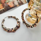 Bamboo Earrings Fashion Design Personalized Leopard Print Large Bamboo Hoop Earrings For Women