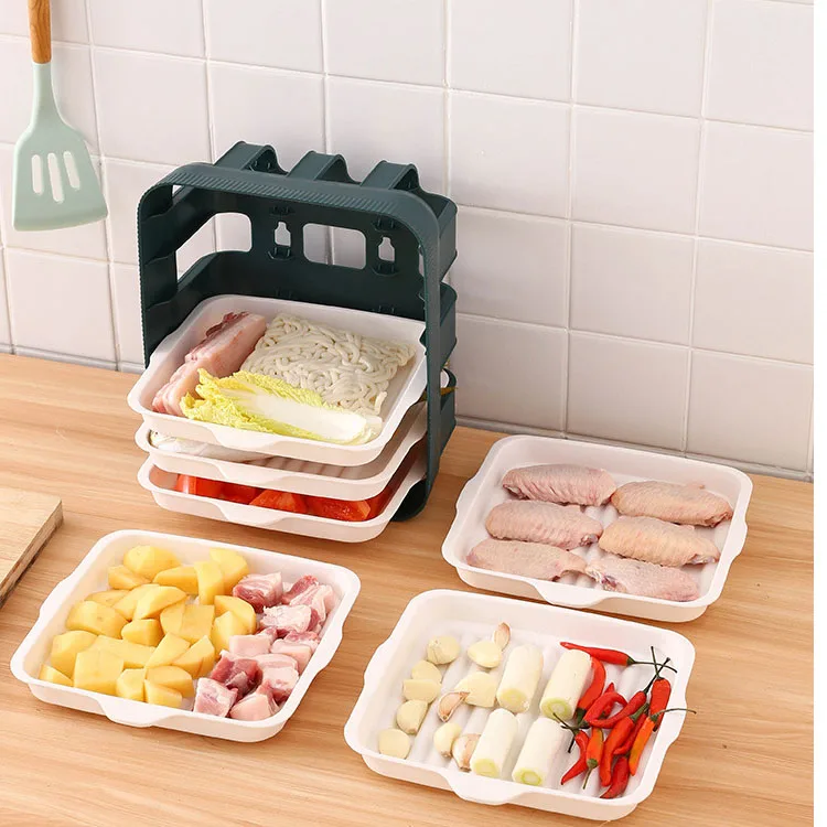 2023 Amazon Hot sell Wall-mounted Kitchen accessories Food Storage Organizer Stackable Cooking Plate Hot Pot Side Dish Plate