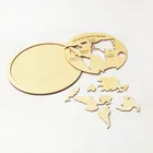 Wood Wood Round World Plate Map Unfinished Wood Puzzles Toys Crafts To Paint For Kids DIY Toys