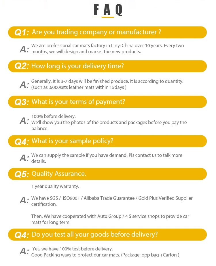 3D Universal Factory direct sale car mat hand sew leather car floor mat