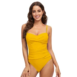 Solid color swimsuit new backless triangle halter one-piece swimsuit women chest twist sexy swimsuit