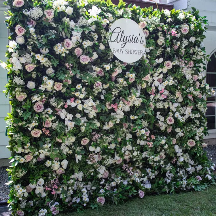 Custom Flowerwall D D White Roll Up Cloth Flower Wall Backdrop Ft X