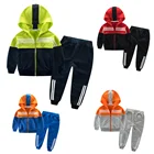 Boy Mudkingdom Autumn Big Boy Sport Striped Clothing Set With Hoodies For Kids