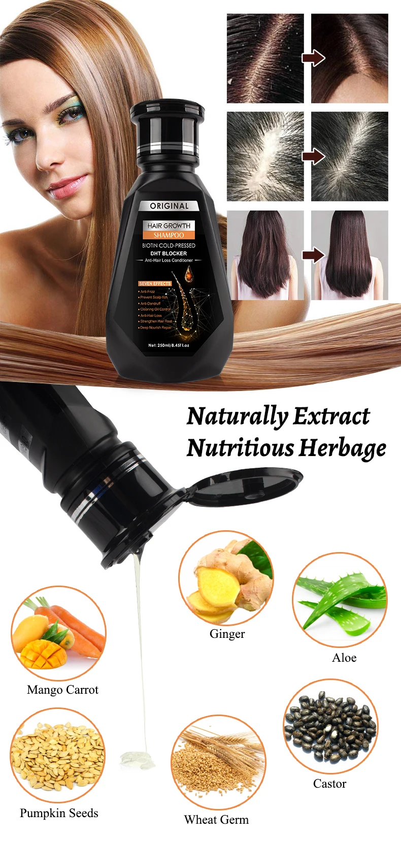 Natural Herbal Shampoo Deep Nourish Repair Hair Root Anti-hair Loss Hair Growth Shampoo