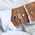 V R Braided Bracelet Boho Style Pineapple Heart Map Turtle Beads Set Diamonds Turquoise Men Women Bracelet Set
