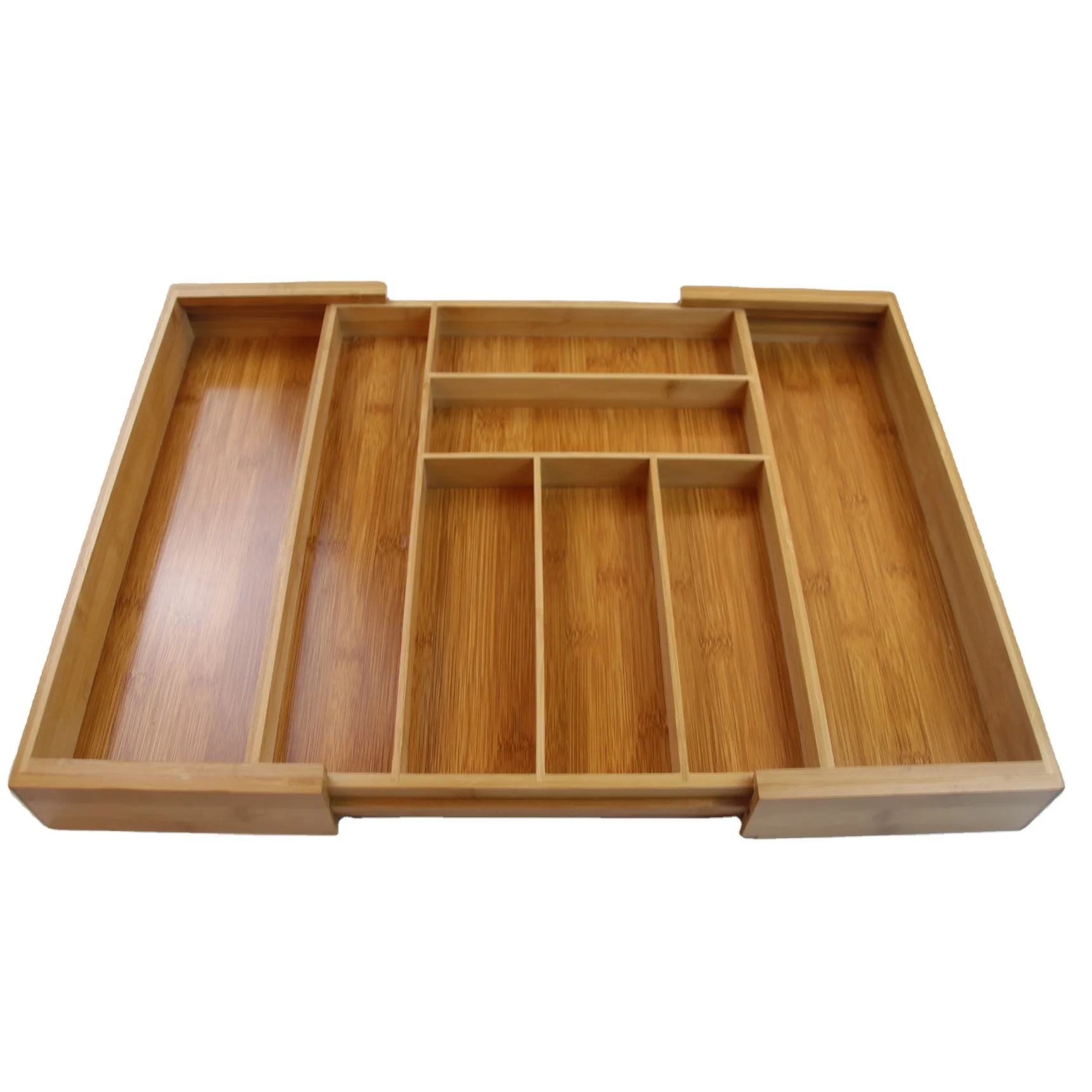 Expandable Bamboo Kitchen Drawer Organizer Wood Cutlery Tray For