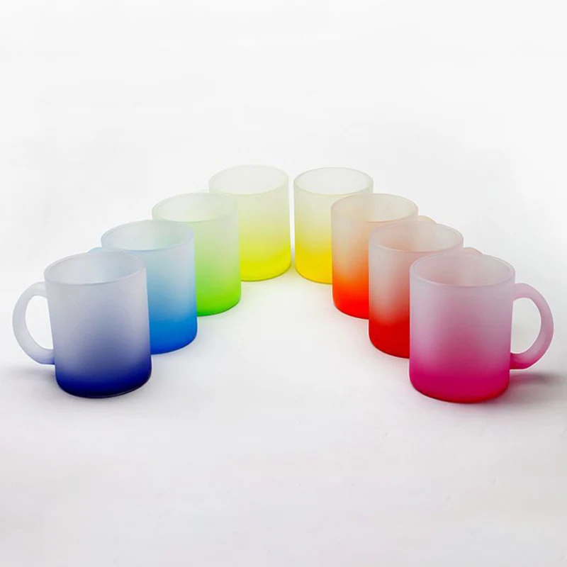 Best selling 11oz Colored Bottom Heat Transfer Printing Glass Beer Mug sublimation Water mug