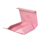 Custom Pink Custom Logo Collapsible Pink Rigid Cardboard Packaging Magnetic Paper Gift Box With Pink Ribbon Closure