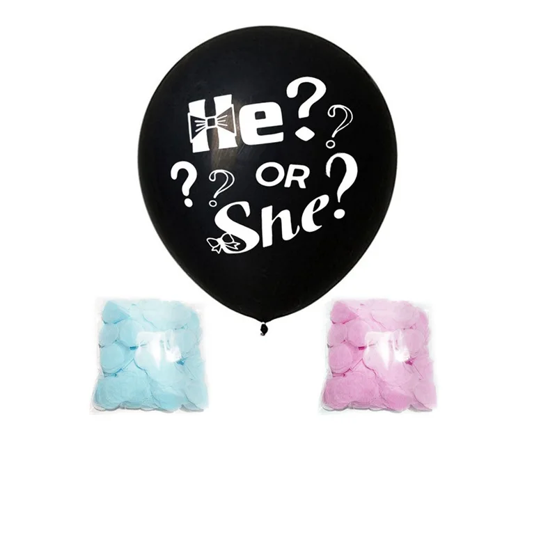 Gender reveal party decoration boy or girl 36inch black Baby Shower latex free balloon