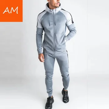 Custom Logo High Quality Sweatsuits Gym Fitness Joggers Track Suits Slim Fit Plain Sew Mens Tracksuit Set
