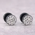 Stud Earrings Fashion Punk Stainless Steel Full Diamond Dumbbell Stud Earrings For Women