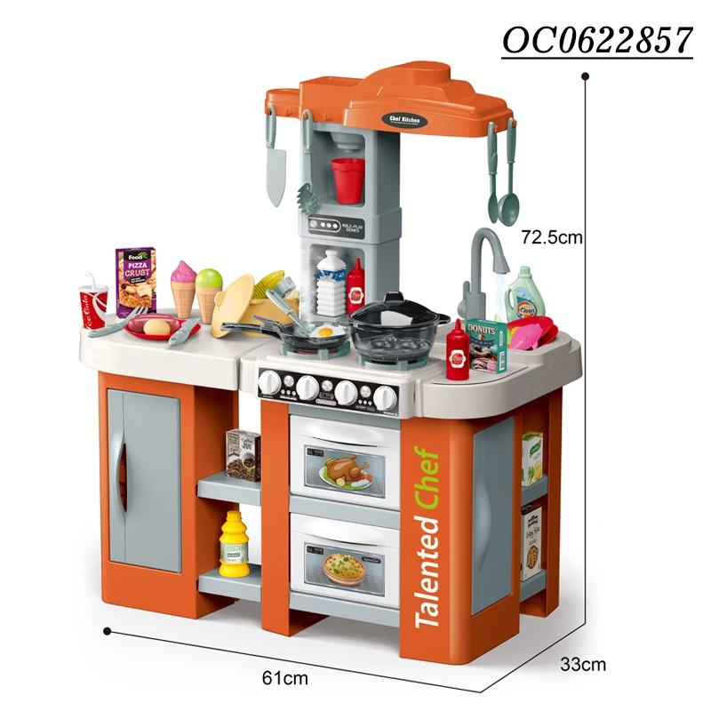 Pretend play big size electric kitchen set toy light sound for kids baby