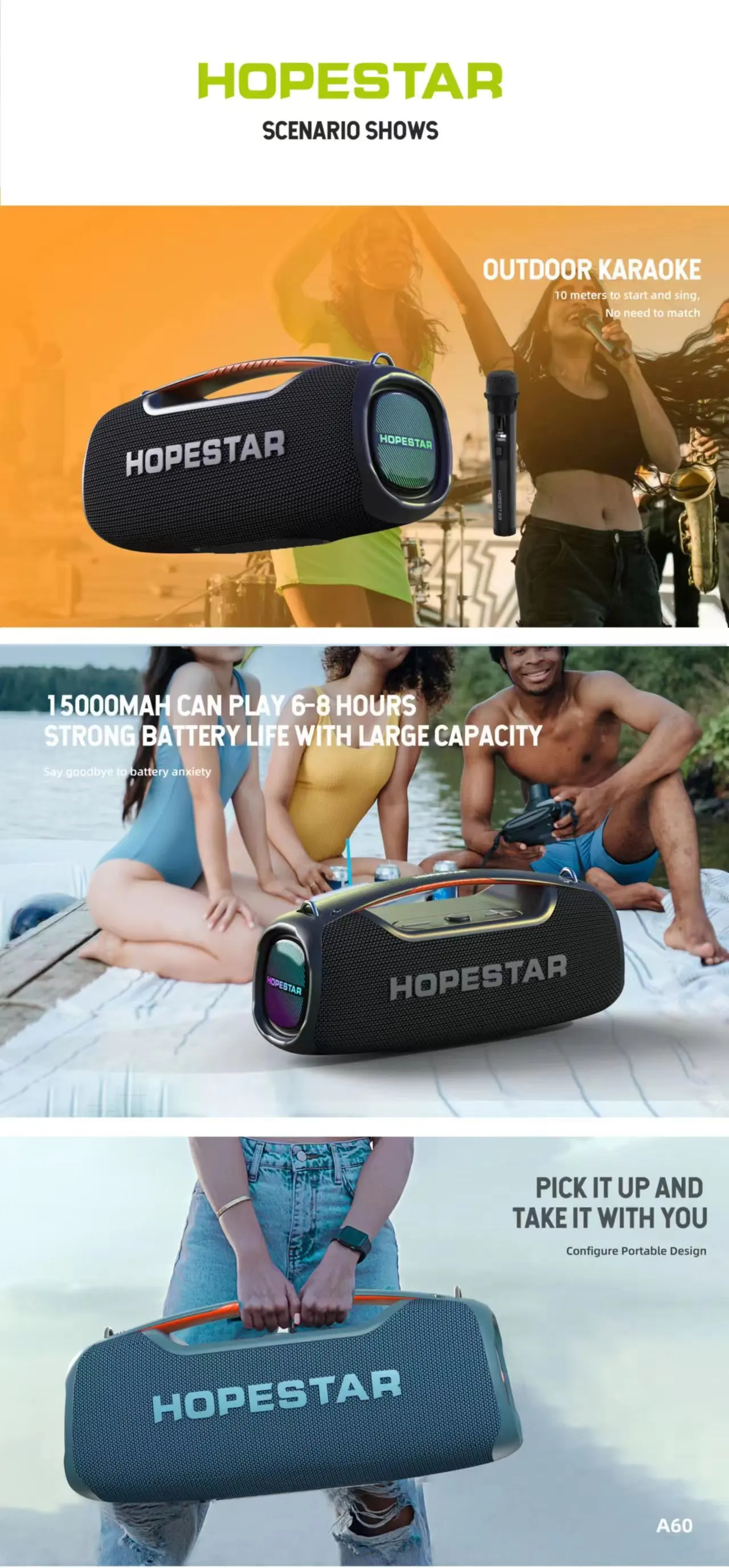 Hopestar A Big Wireless Speaker Portable Outdoor Boombox D Stereo