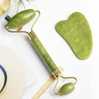Jade Face Sliming Green Jade Roller 100% Natural Jade Stone Double Head Facial Massage Quartz Face Roller