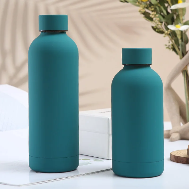 Custom Logo 500ml Vacuum Insulation 18/8 Double Wall Stainless Steel Flask Sports Thermo Water Bottle With Leakproof Lid
