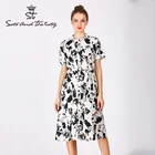 Silk Dress 100% Silk Dress Lady Printed Silk Twill Cardigan Dress Mulberry Silk Dress