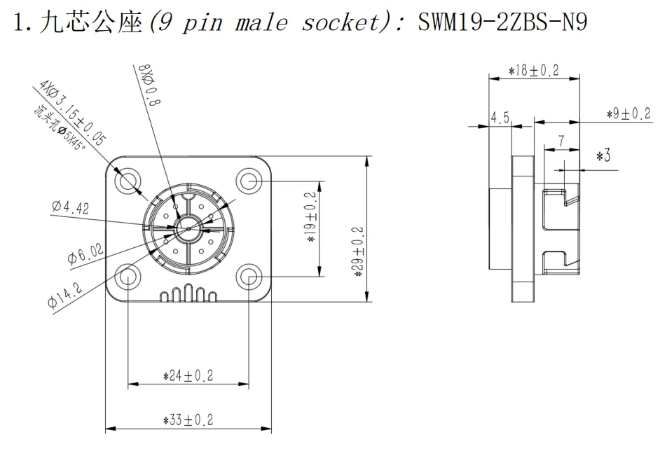 IP65 Self-locking M19 Series Push-pull Black Connection Industrial 9 Pin Cross 5A Male Socket signal Connector