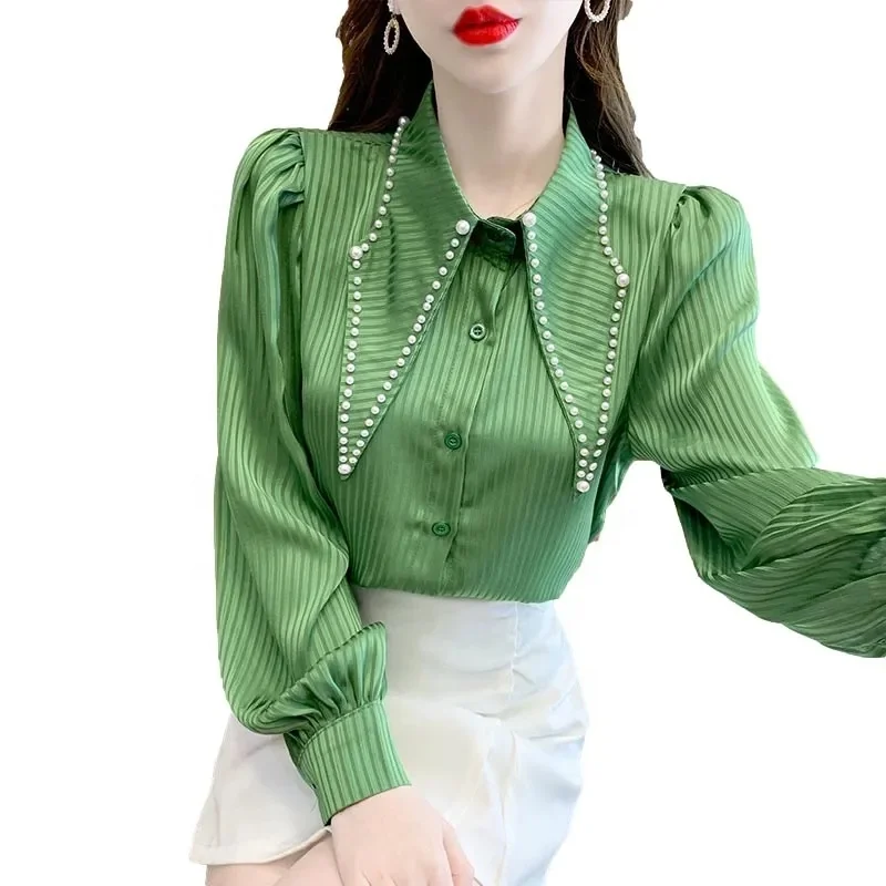 2024 New Socialite Temperament Chiffon Shirts Long Sleeve Women's Blouses Ruffles Shirts Ladies Sweet Tops Clothes