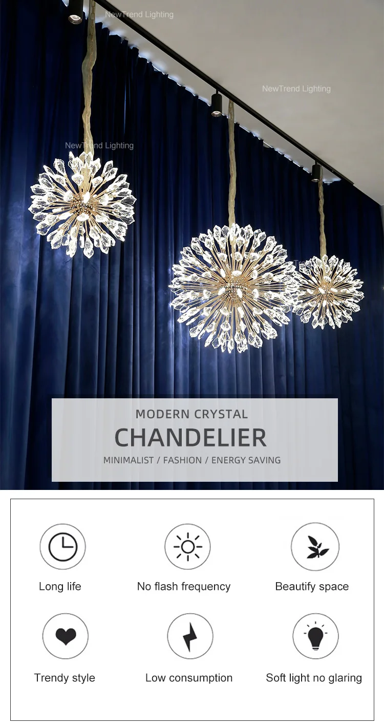 CPL-320 Luxury Indoor Decoration Villa Home Dining Room Living Room LED Chandelier Crystal Light supplier