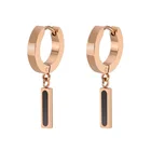 Square Earrings New Style Stainless Steel Long Square Round Ear Buckle Rose Gold Fashion Earrings