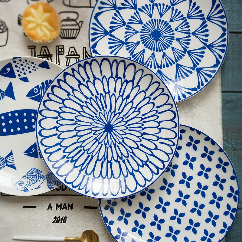 Colorful Decal Pattern Japanese Style High Quality Ceramic Dinner Plates Dishes