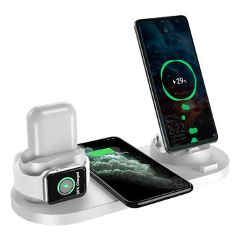 6 in 1 Wireless Charging Stand For Apple Watch 6 5 4 3 2 iPhone 11 X XS XR 8 10W Qi Fast Charger Dock Station