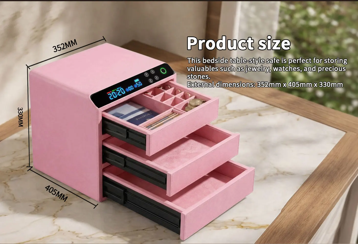 product ceqsafe smart durable steel coffre fort secret hidden compartment stash storage security cash safe box with fingerprint lock-2