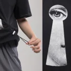 T-shirt Art Print Black T-shirt Design Trendy Fashion Versatile Summer Short Sleeves Sakemaoyi Shark