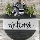 Wooden Welcome Sign For Front Porch Welcome Sign Rustic Front Door Decor Round Wood Hanging Sign Wood Decoration For Home