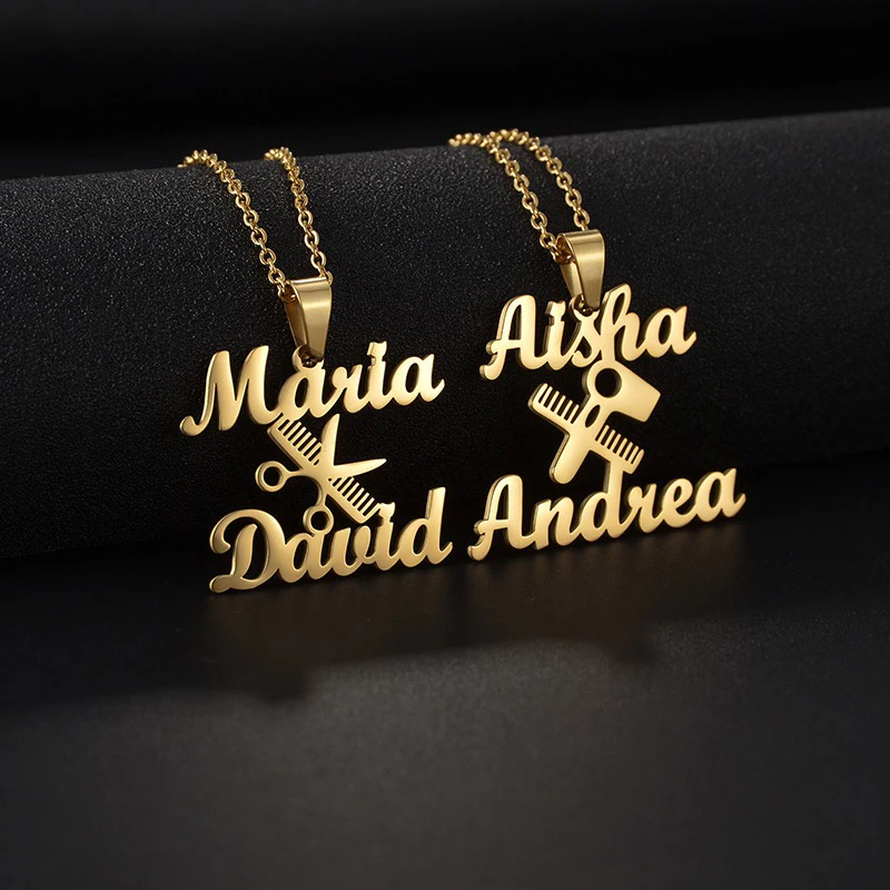 Nameplate Personalized Custom Necklace 18k Gold Vacuum Plated Stainless