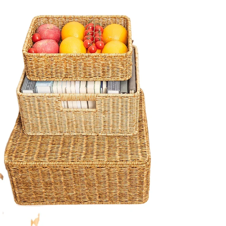 HUAYI Water Hyacinth Storage Basket Hand-Woven  Baskets wicker laundry baskets