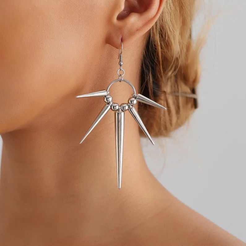 Punk personality earrings trendy and cool Irregular geometric earrings for men and women silver earrings