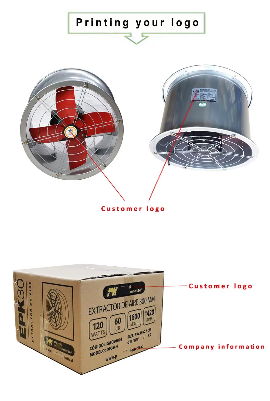 Industrial Axial Flow Fan, 220V/380V, 300mm, 400mm, 500mm - detail 8