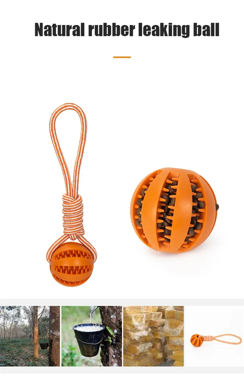 Dog Toys Treat Balls Interactive Hemp Rope Rubber Leaking Balls For