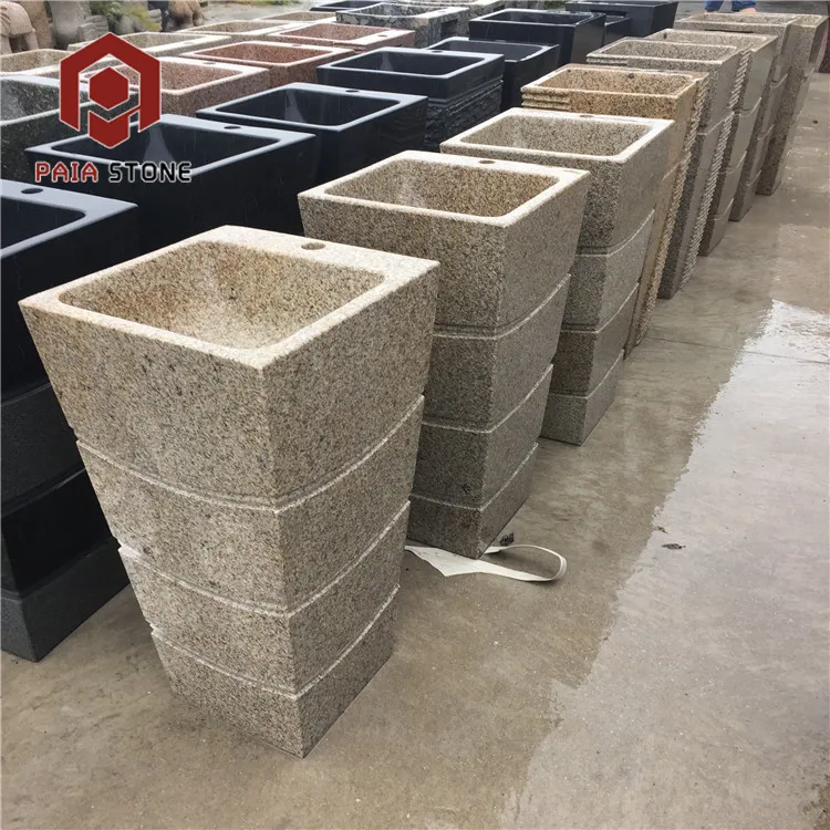 product outdoor yellow granite stone pedestal sink-3
