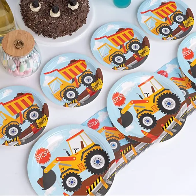 Construction Site Engineering Car Theme Party Cutlery Set Paper Plate Napkin Fork