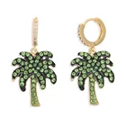 Earrings 2021 Best Sale Green Diamond Coconut Tree Pendant Lock Shaped Buckle Ear Hook Earrings