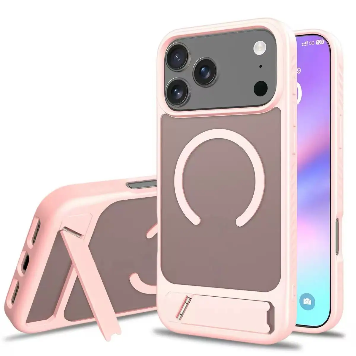 product laudtec 2 in 1 magnetic stand with skin feel protective case for iphone 17-9