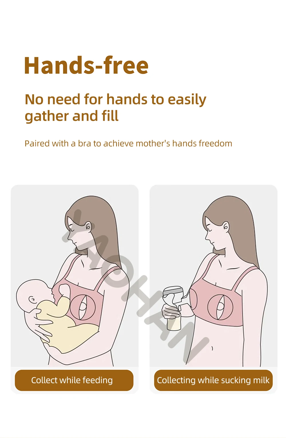 Portable Silicone breast feeding bra Hand-Free Wearable Breast Pump Manual Breast Milk Collector for Baby & Kids Dining