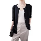 Ladies Summer Ladies Summer Crisp Breathable Tencel Medium Sleeve Cardigans