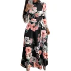 Dress 2021 New Style Flower Print Short And Long Sleeve Maxi Casual Dress Women