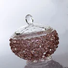 Glass Hot Sale Colorful Crystal Crafts Round Glass Crystal Candy Jar With Lid For Home Decoration