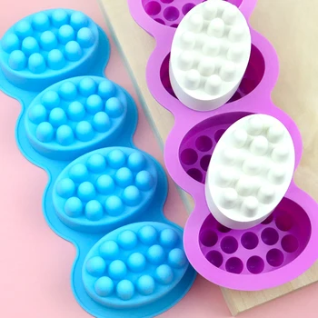 343 ready in shipment factory free sample 4 Compartment Massage Bar Soap making Tool Silicone Soap Mold With Single-hole Moulds