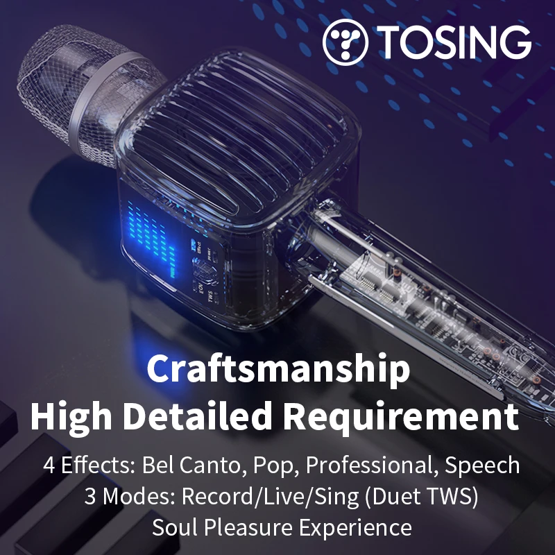 Hot Classic Tosing G6 Tws Duet Wireless Blue Tooth Karaoke Mic For